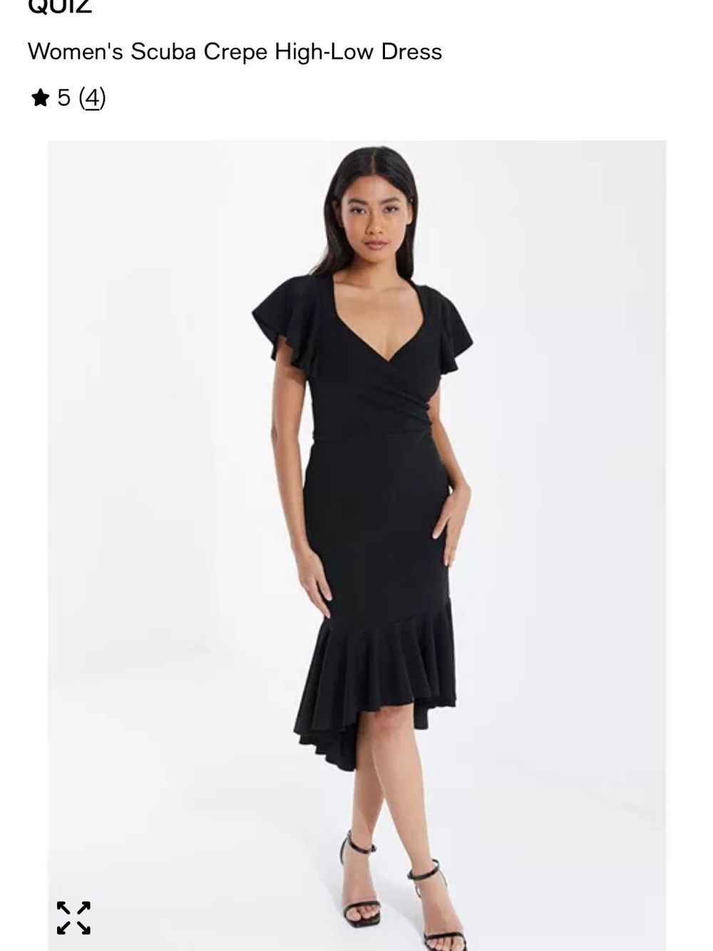 Quiz Elegant Black High-Low V-Neck Dress Sz 8 NWT